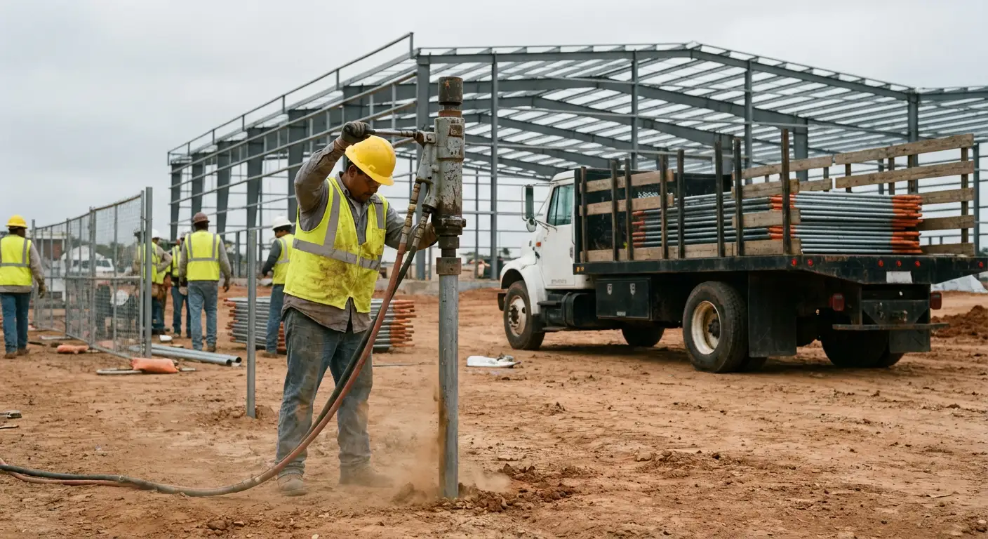 Industrial fencing installation site in Normal, IL