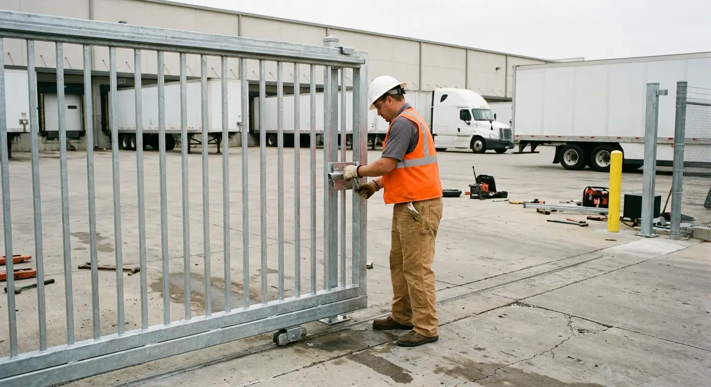 Heavy-duty temporary fencing installation in Normal