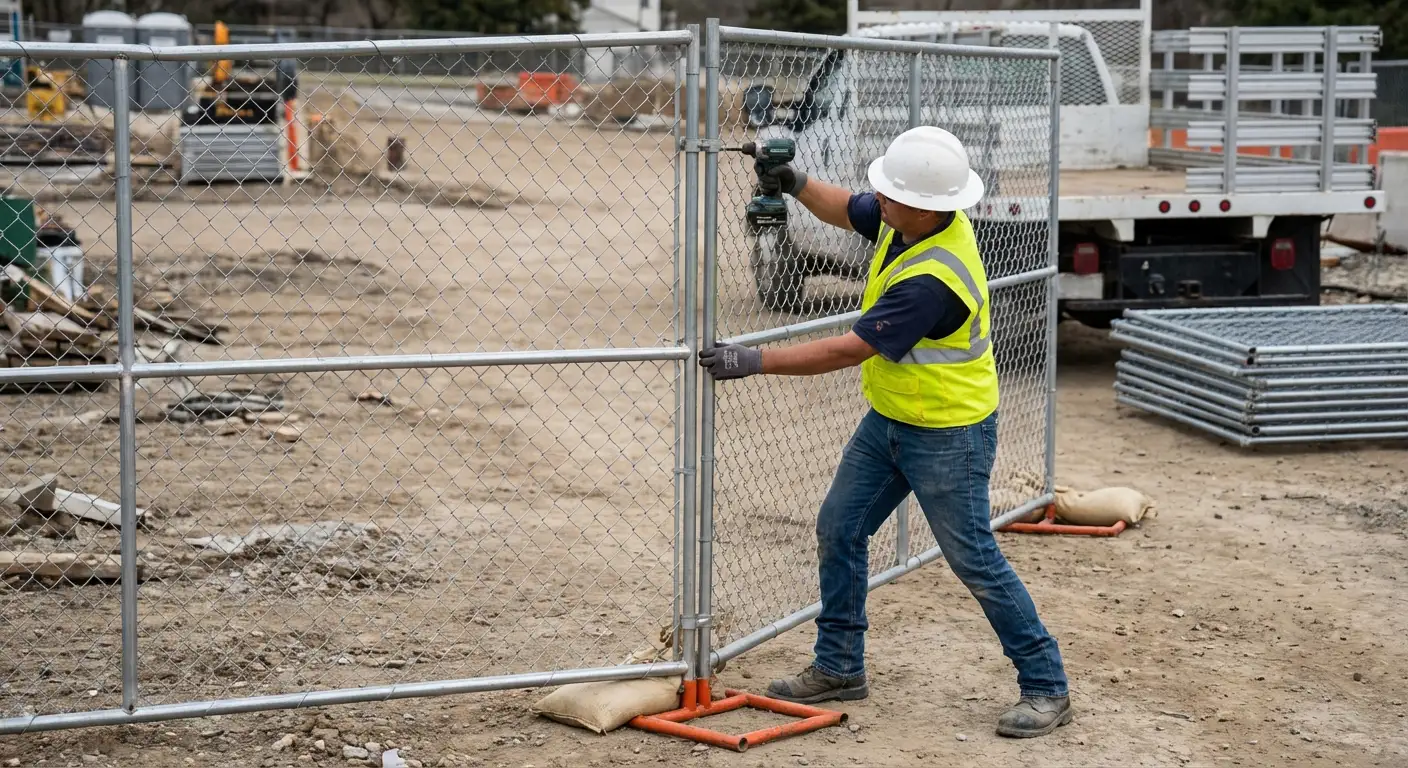 Modular fence reconfiguration system in action in Normal, IL