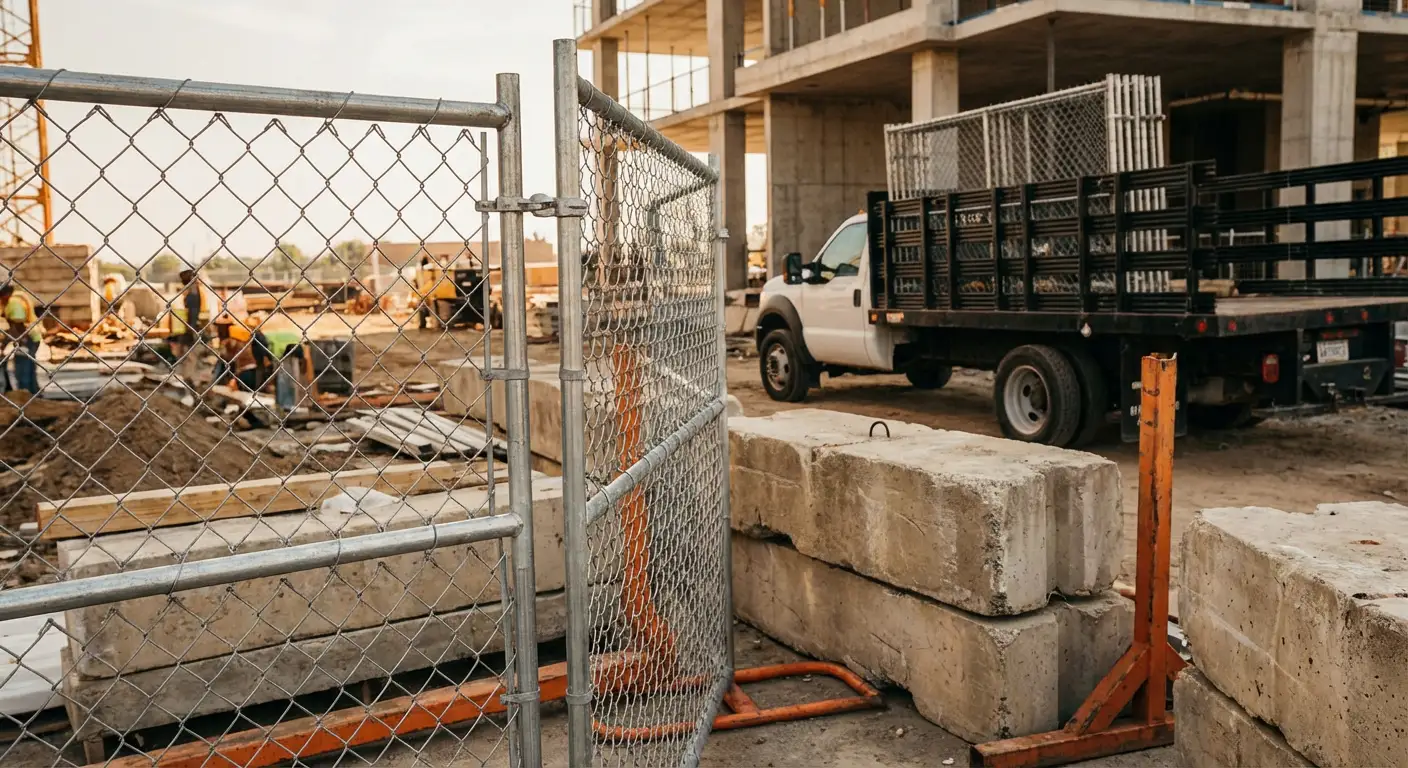 Commercial temporary fencing installation site in Normal, IL