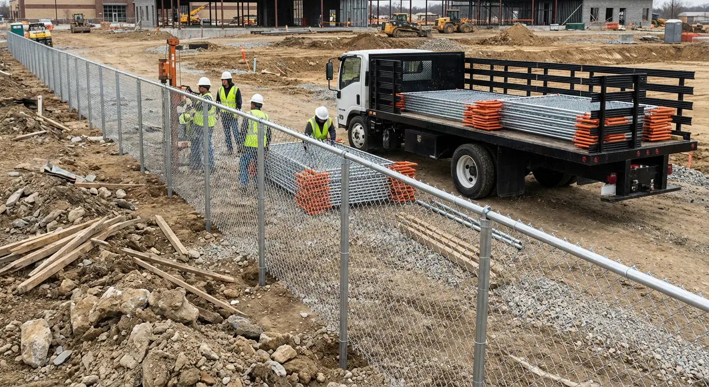 Post-Driven Construction Fence in Normal, IL