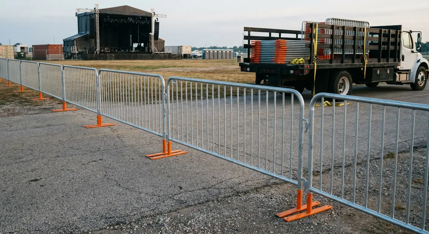 Crowd control barricade setup in Normal, IL