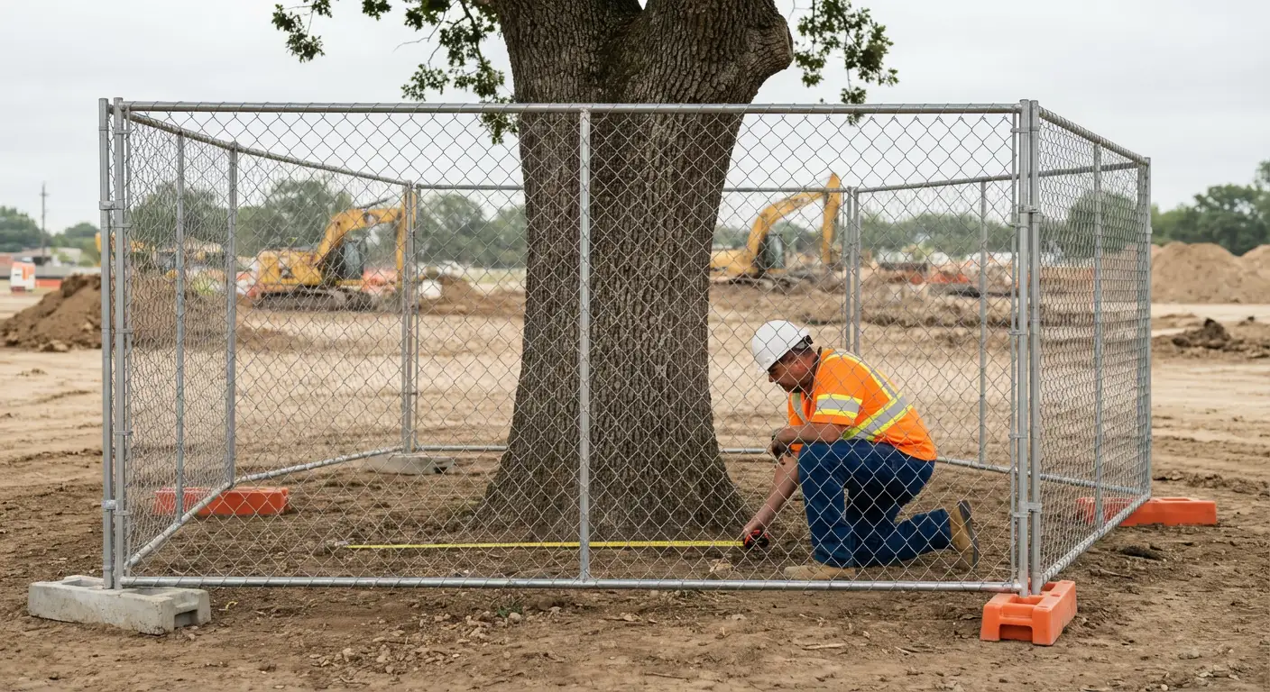Tree protection zone fencing installation in Normal, IL