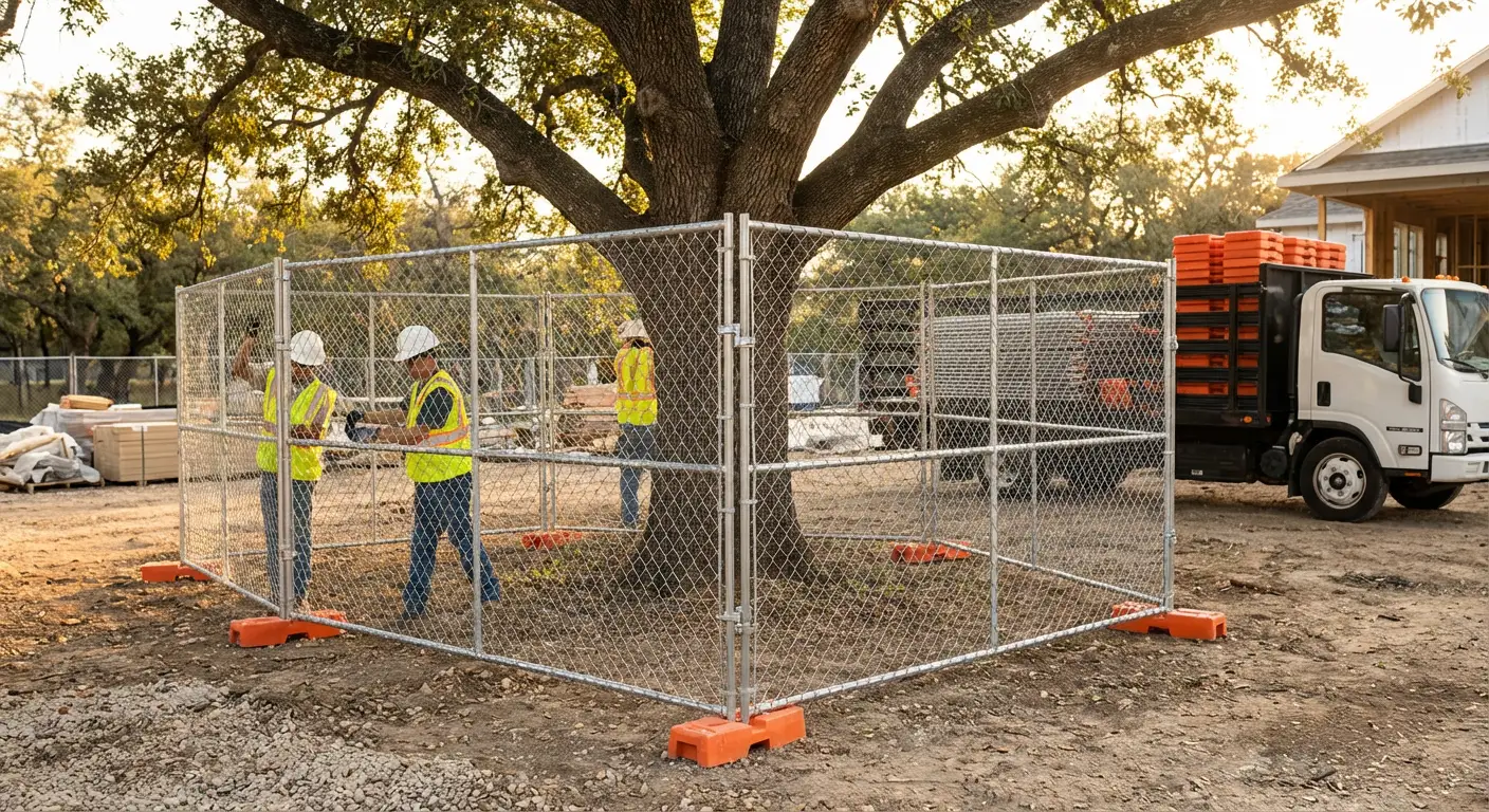 Tree protection zone fencing background in Normal, IL