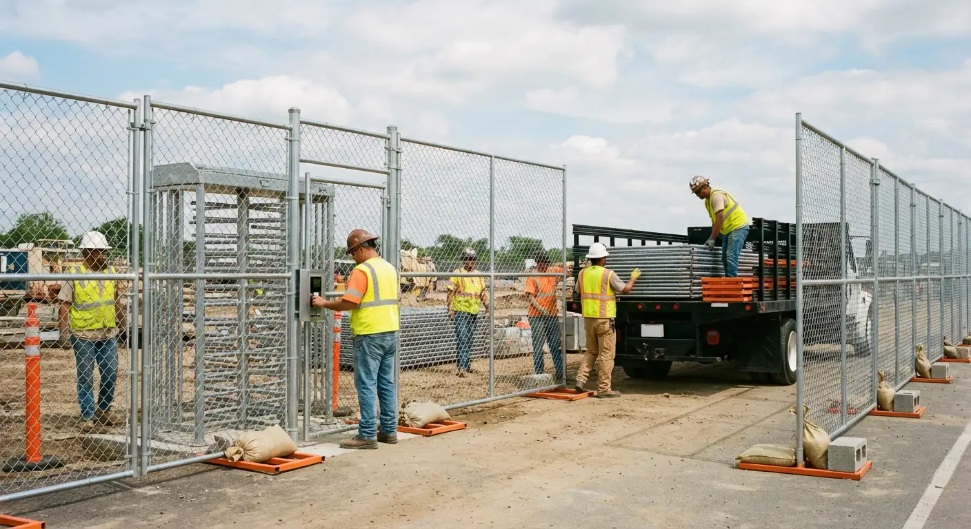 Secure construction site with temporary fencing in Normal, IL