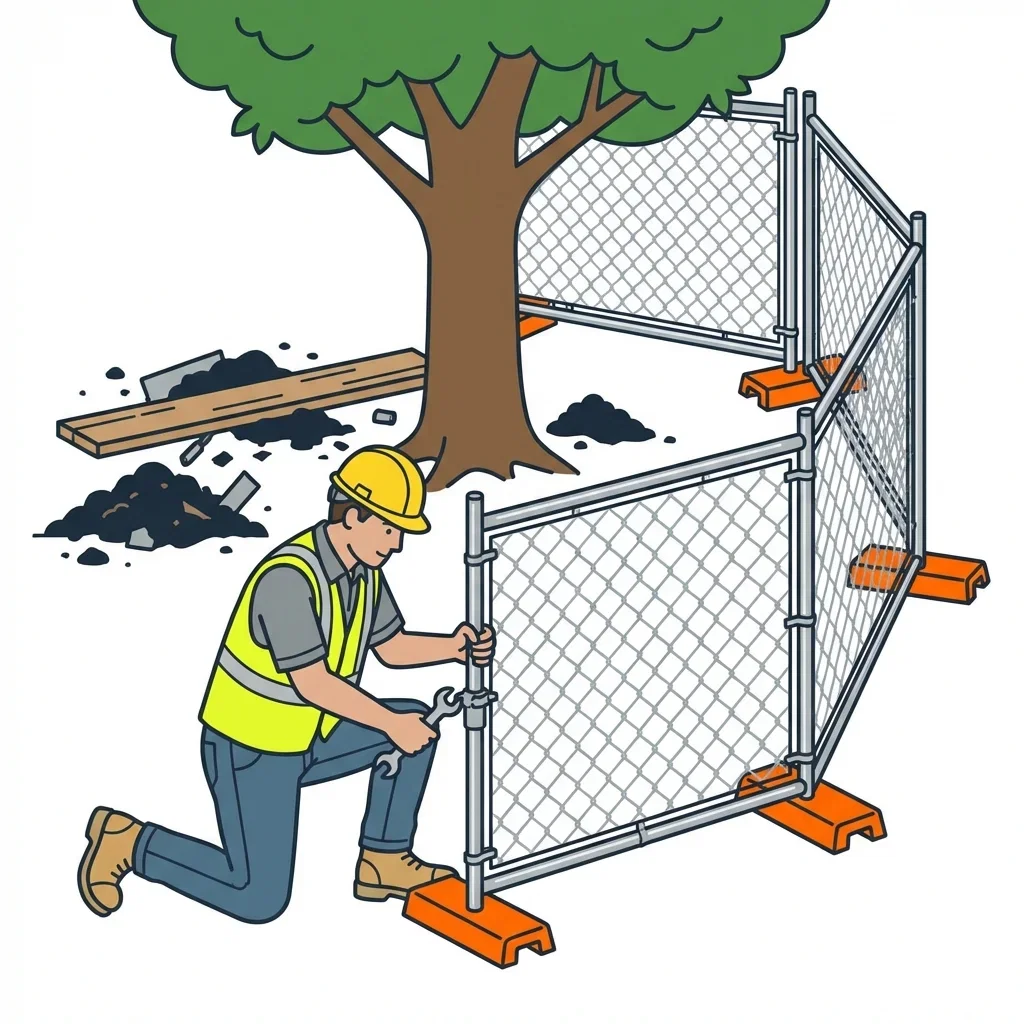 Infographic detailing common tree protection violations and prevention in Normal, IL