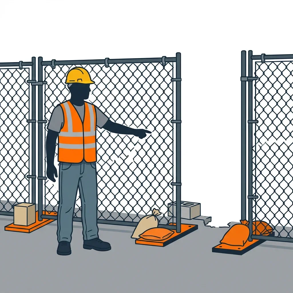 Diagram illustrating common construction site perimeter vulnerabilities in Normal, IL